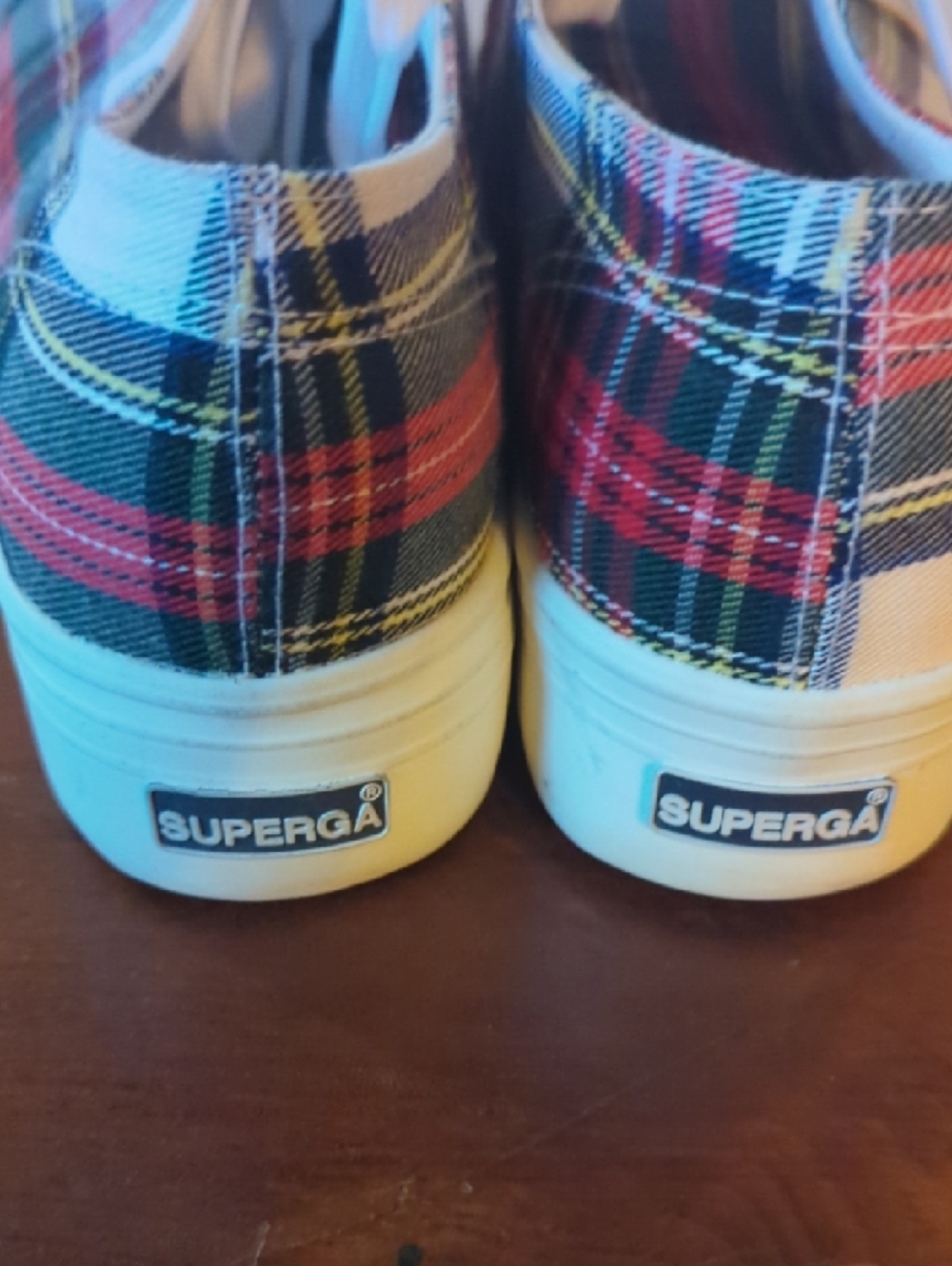 Superga Red and Black Tartan Low-Top Sneakers - Picture 2 of 6
